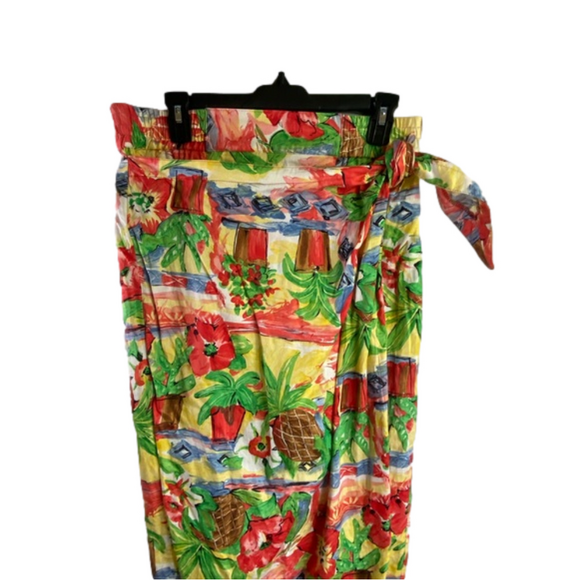Bonnie Boynton Tropical Print Cotton Wrap Skirt Size L USA NWOT Vintage SKU0291 - Picture 5 of 7